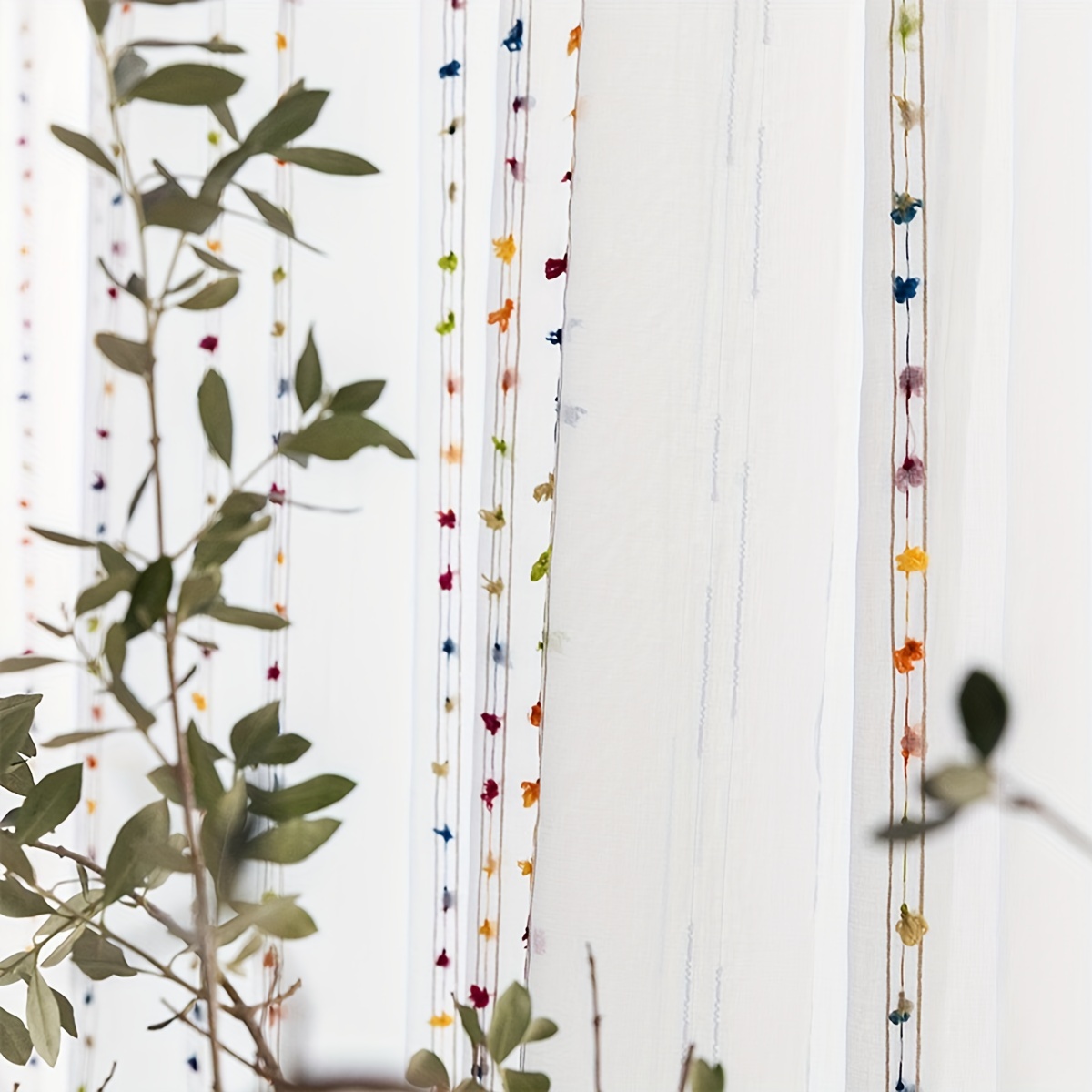 1pc Fresh And Rod Pocket Curtain Vertical Striped Small Window Curtain