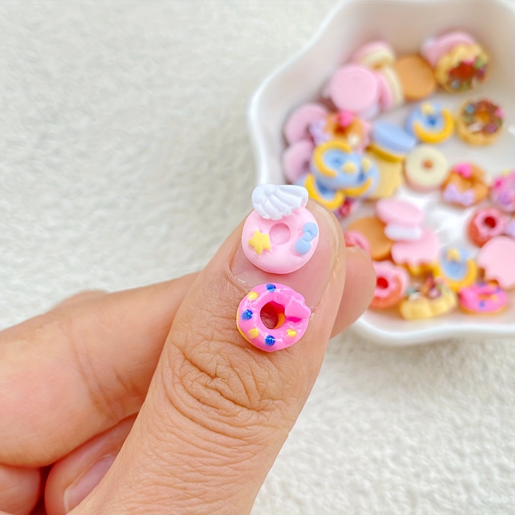 Resin Decoration 10 Pcs Donuts, Miniature Donuts Nail Charms