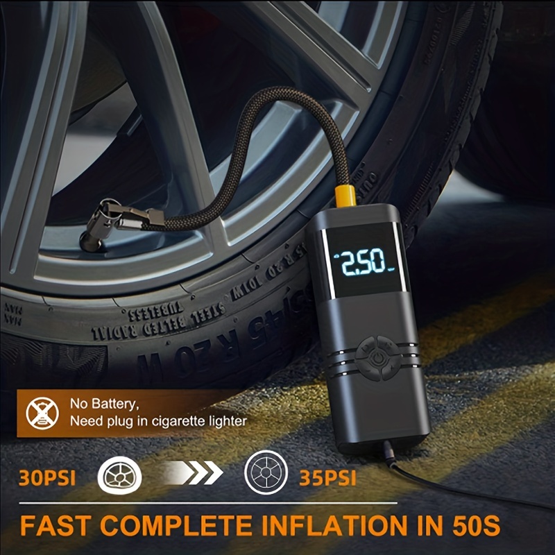 LISEN Gonfleur de pneu portable pour pneus de voiture 12 V ultra petite  pompe à air pour pneus de voiture 38 L/min Gonflage super rapide 150 PSI  LED