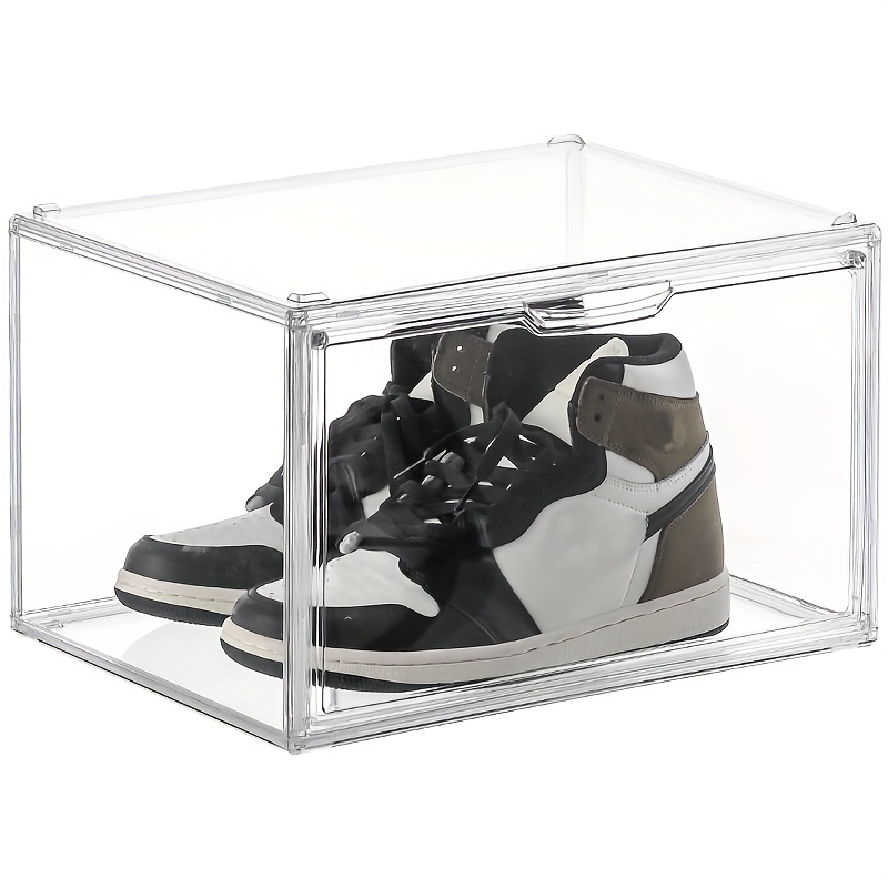 Display Case Clear Stackable Plastic Storage Bins with Magnetic Attraction  Lid, Purse Storage Organizer Large Figures Collectibles Showcase, Shoe Box