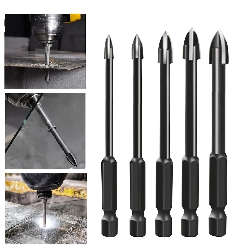 5pcs Universal Drill Bit Set - Multifunctional, Anti-Rust, Cemented Carbide  Attachments For Power Tools