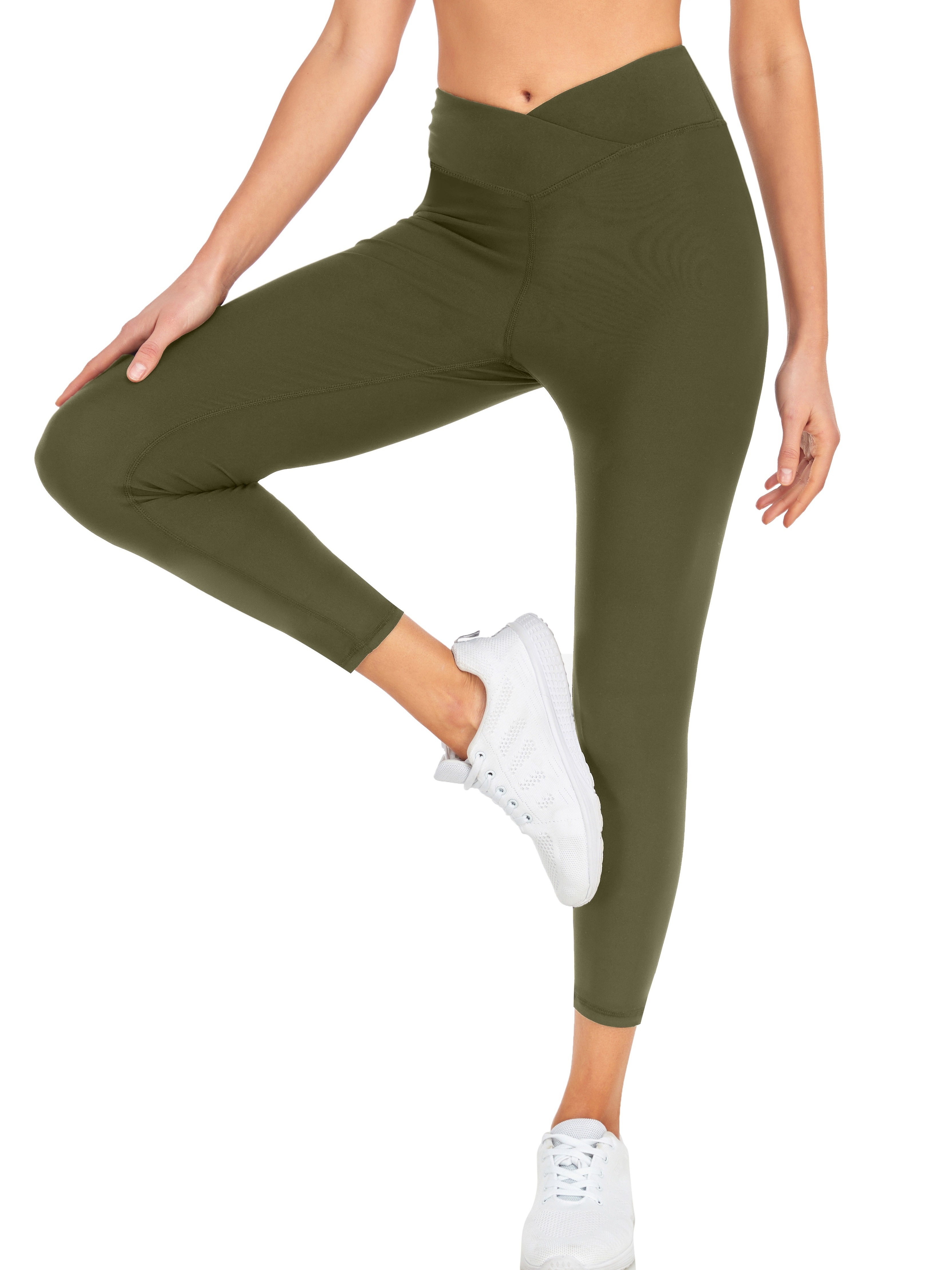 Womens Leggings | Solid Brown Leggings | Yoga Pants | Footless Tights |  Yoga Waistband