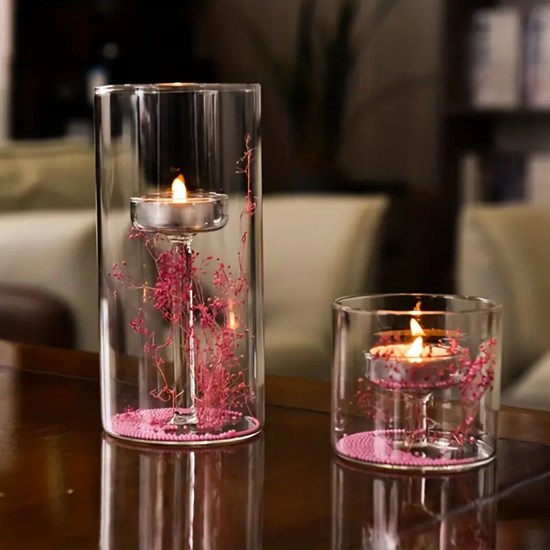 1 Stück Zylindrischer Glaskerzenhalter Im Europäischen Stil, Öllampe,  Winddichter Kerzenhalter, Romantisches Candlelight-dinner-geschenk,  Kreative Heimdekoration, Hochzeitsdekoration (einschließlich Getrockneter  Blumen) | Finden Sie Jetzt Tolle