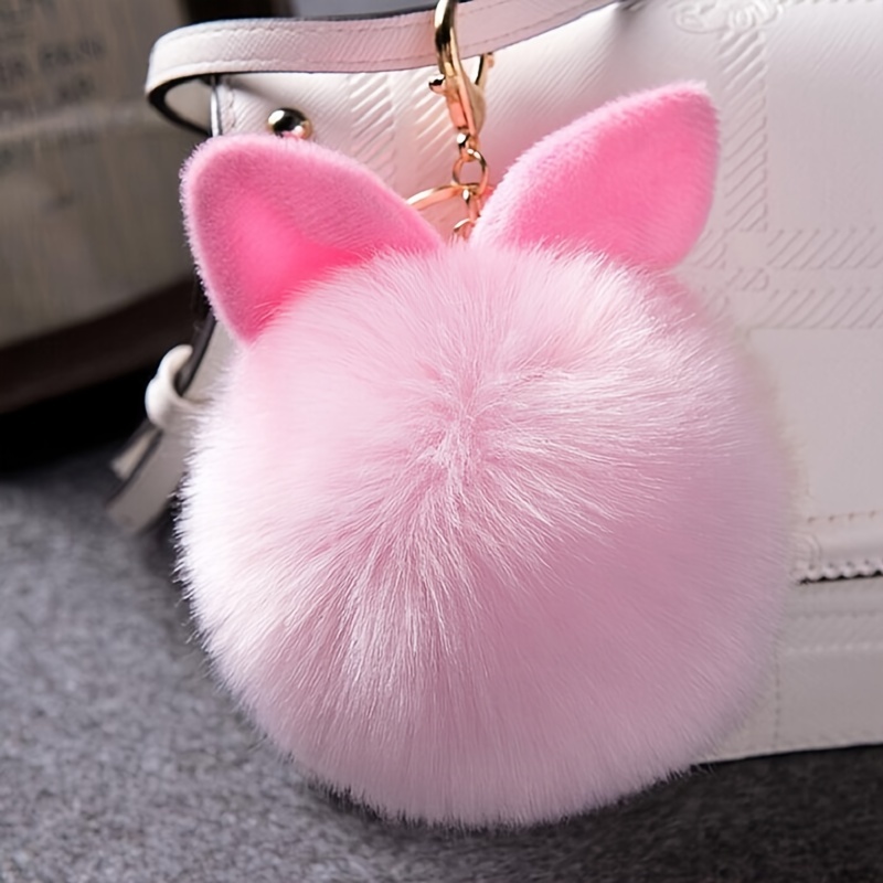 Rabbit Fur Ball Keychain With Tassel, Pink Diamond, Metal Pom Poms Plush  Car Keyring Holder For Women And Girls Fashionable Bag Charm Accessory From  Yambags, $2.56
