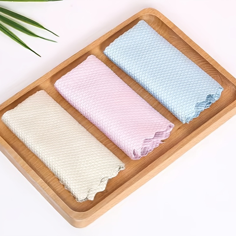 5/10pcs Microfibre Dish Towels Fish Scale Cleaning Cloth Reusable