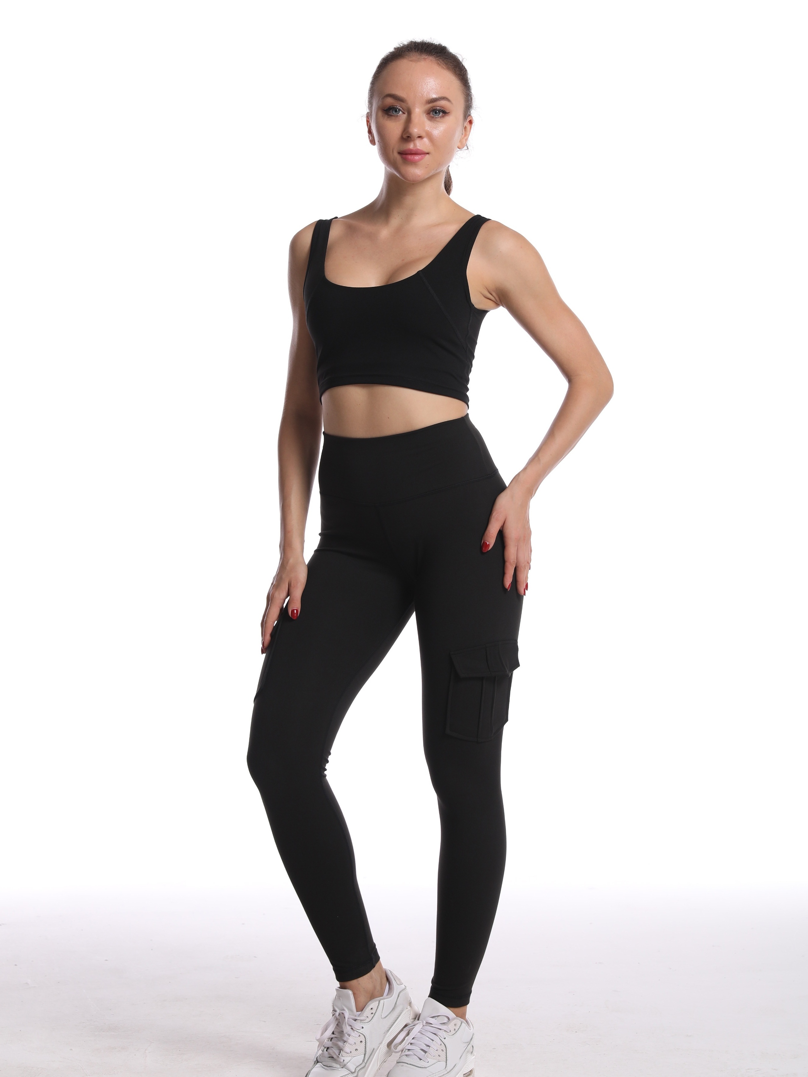 ZYIA Black High Waisted Crop Leggings Size 4 casual workout comfort running