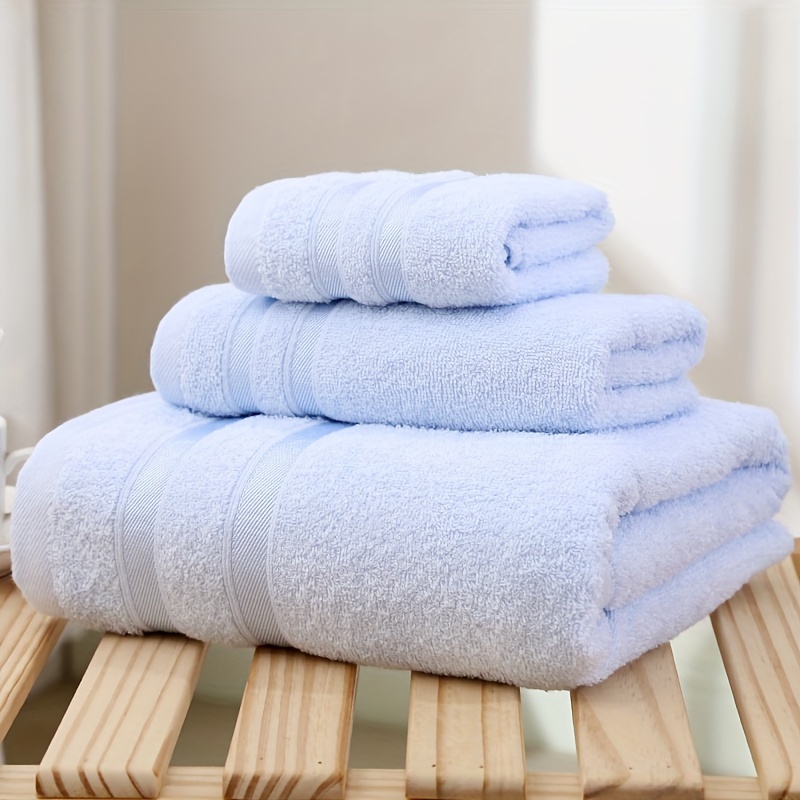 Solid Color Cotton Towel Set, Washcloths Hand Towel Bath Towel, Soft And  Thickened Bath Linen Sets, Absorbent Towels For Bathroom, 1 Bath Towel & 1 Hand  Towel & 1 Washcloth, Bathroom Supplies - Temu