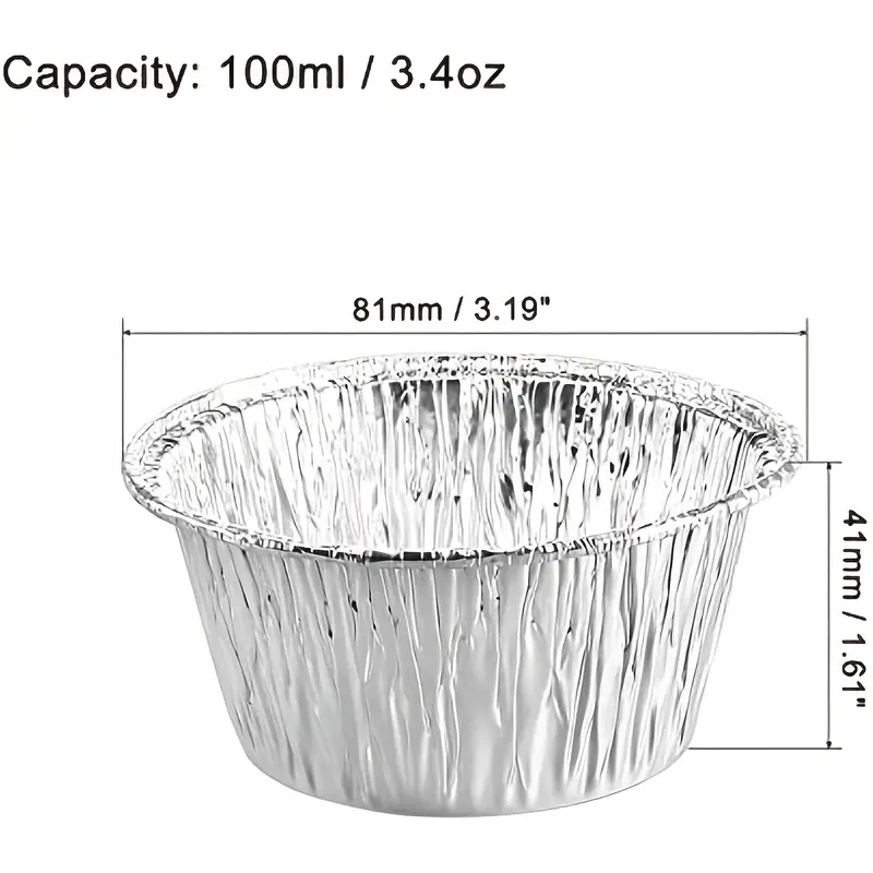 10pcs 20pcs 50pcs 3 2in round ramekins muffin cups tin foil cupcake pans disposable aluminum foil cups freezer oven safe details 0