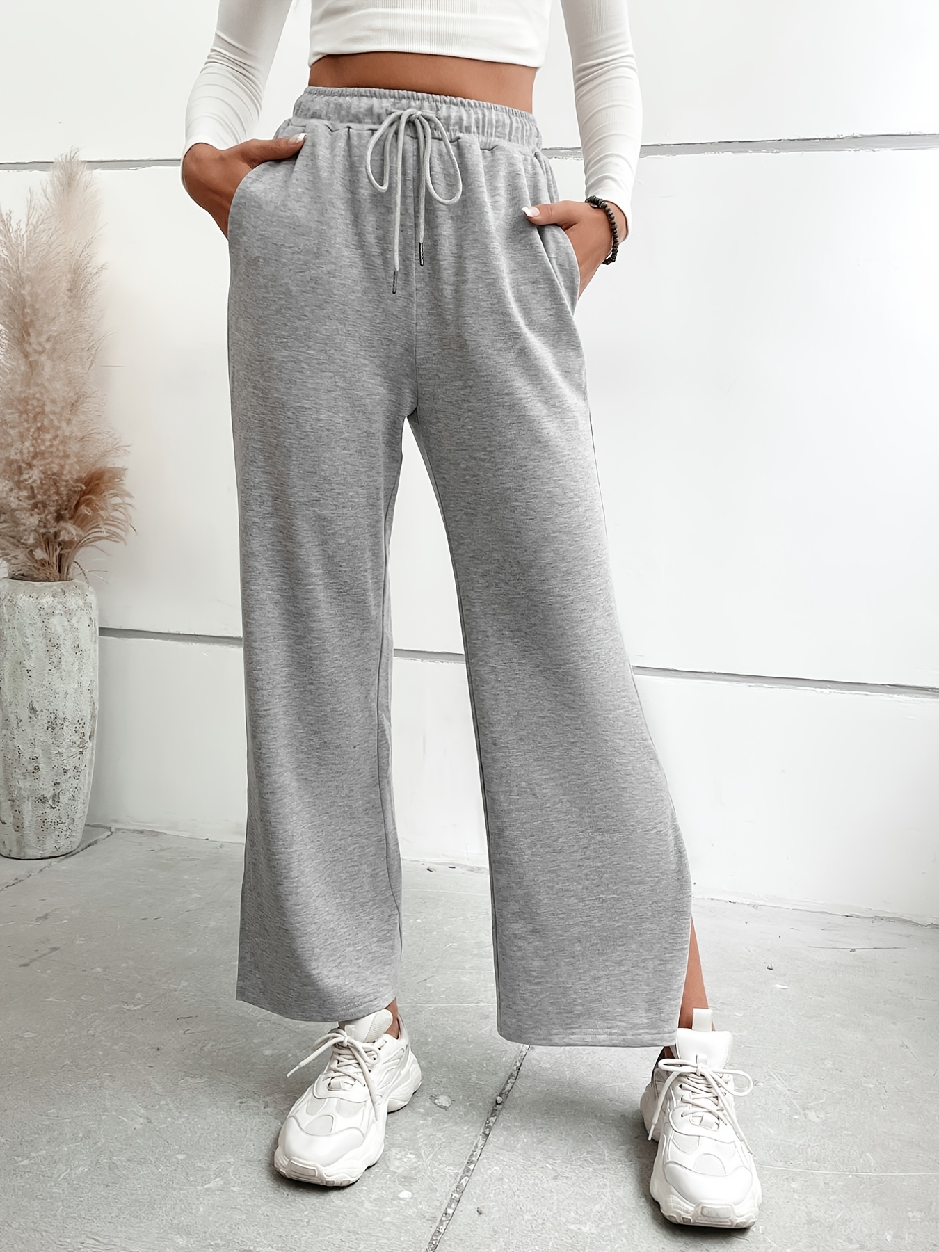 Grey Sweatpants For Woman - Temu Canada