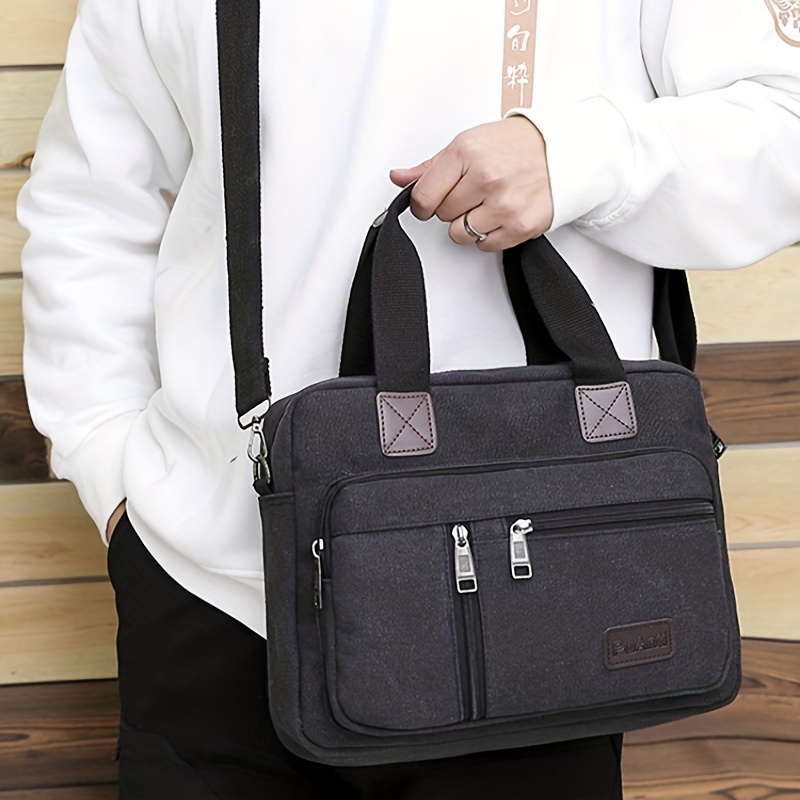 Fashion Casual Trendy Postman Shoulder Bag Plaid Small Messenger Bag Casual  Business Leather Men's Shoulder Bag Men's Bag - Temu