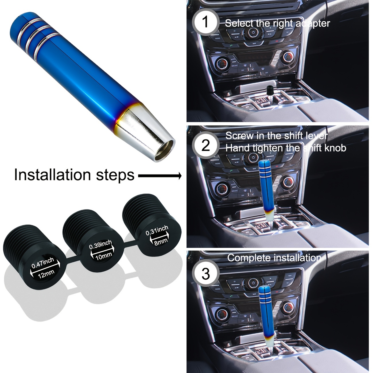 ZIBUYU Car Gear Shift Knob, Universal Car Gear Shifter, 7 Gear Shift Handle  Aluminum Alloy Shifting Lever Stick Shifter Knob Handle Fit Most Manual  Automatic Vehicles with 8mm 10mm 12mm Adapters at