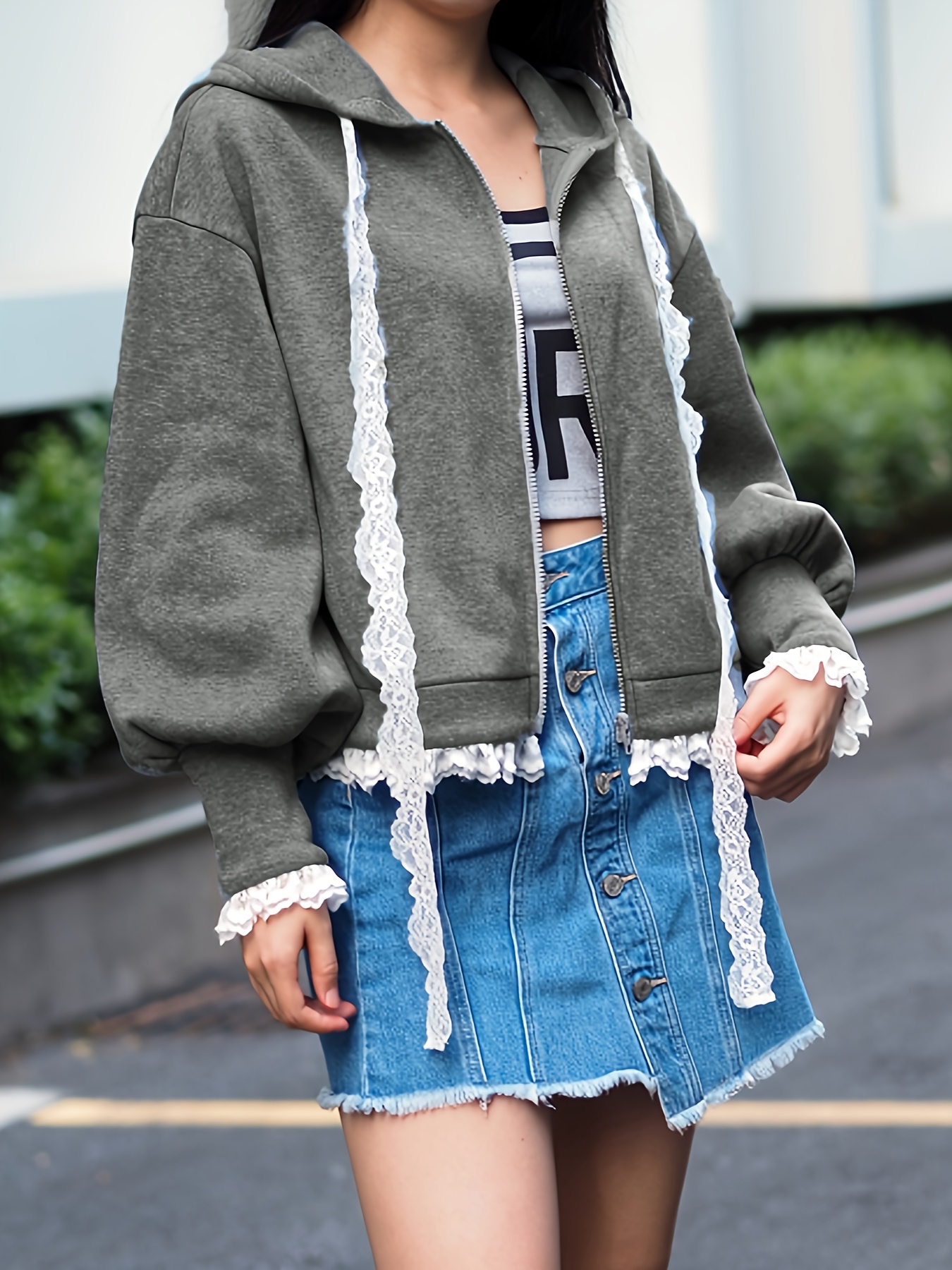 Solid Color Crop Hoodie Long Sleeve Drop Shoulder Fashion - Temu