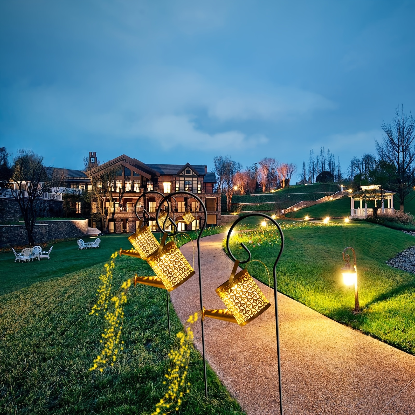 1pc ソーラー銅マネーケトル妖精ストリングライト庭の装飾、景観照明用 中庭・芝生・庭園 Temu Japan