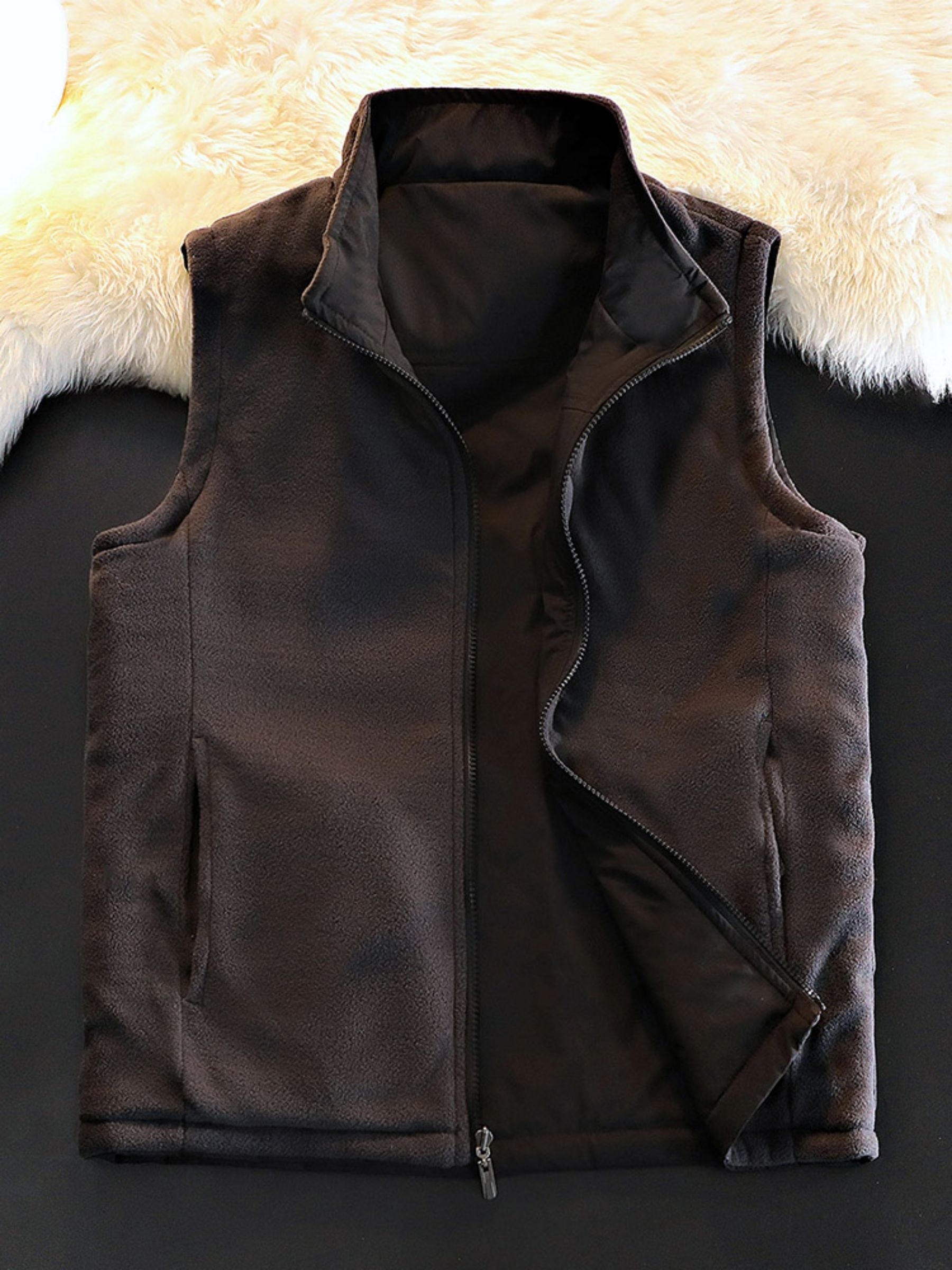 Chaleco Polar Reversible Hombre Chaqueta Corta Gruesa Otoño - Temu Mexico