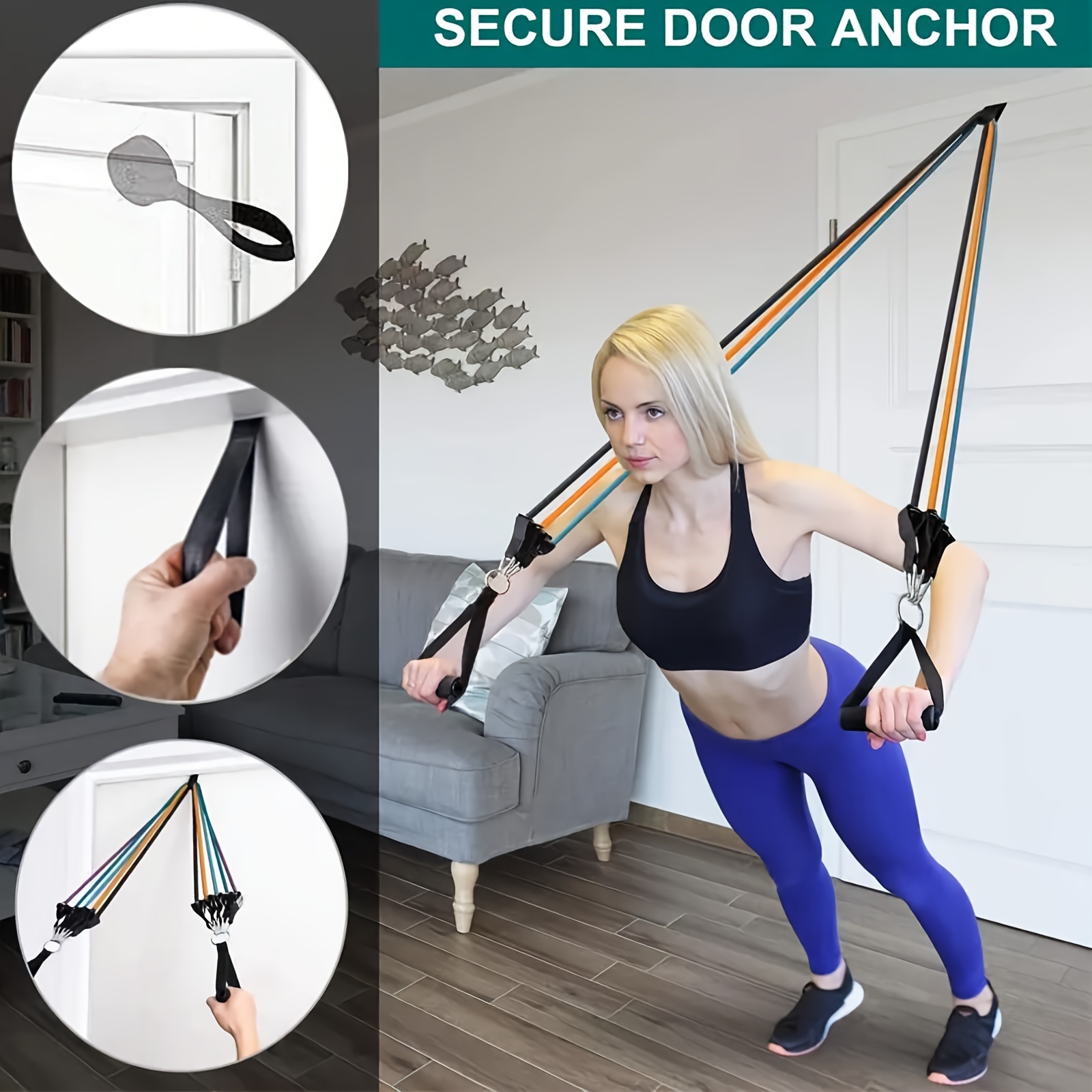 Rooxin Yoga Stretch Belt Exercise Band Door Anchor For Pilates