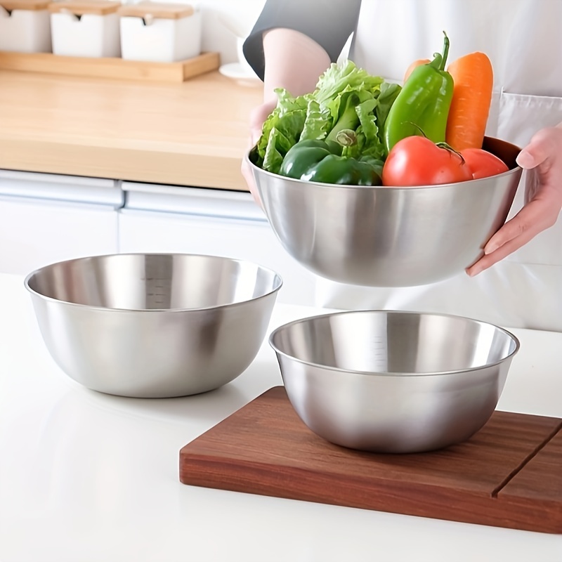 5 Pcs Stainless Steel Home Kitchen Food Container Storage Mixing Bowl Set-  Silver Stainless Steel Mixing Bowl Set - Large Mixing Bowl for Cooking Food,  Baking, Breading, Salad or Meal Prep 