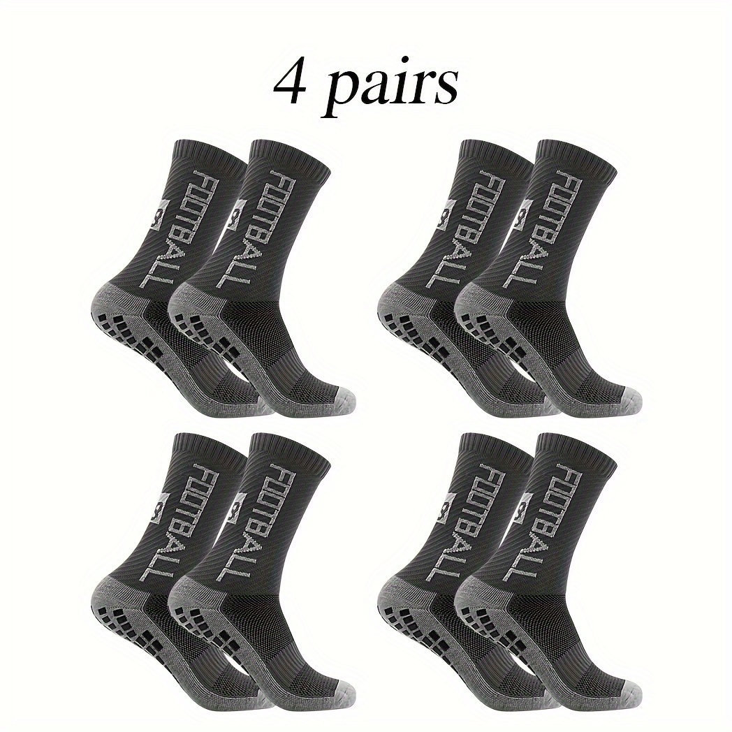 4 Pairs Non Slip Soccer Socks Breathable Crew Socks