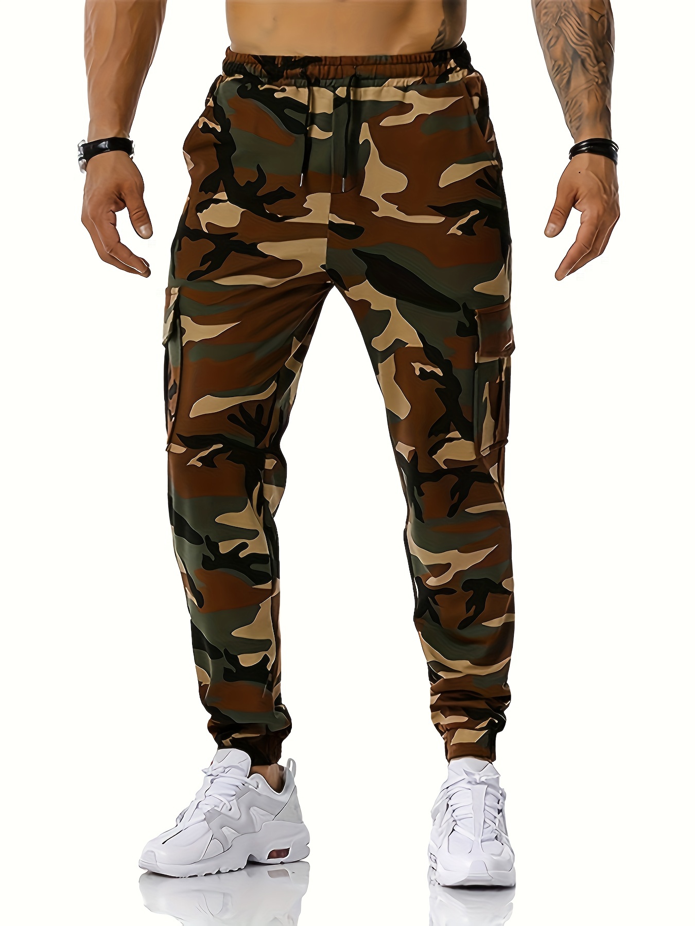 Generic Plus Size Men Military Camouflage Print Trousers Multi Pockets  Cargo Jog Pants Army Green UAE | Dubai, Abu Dhabi