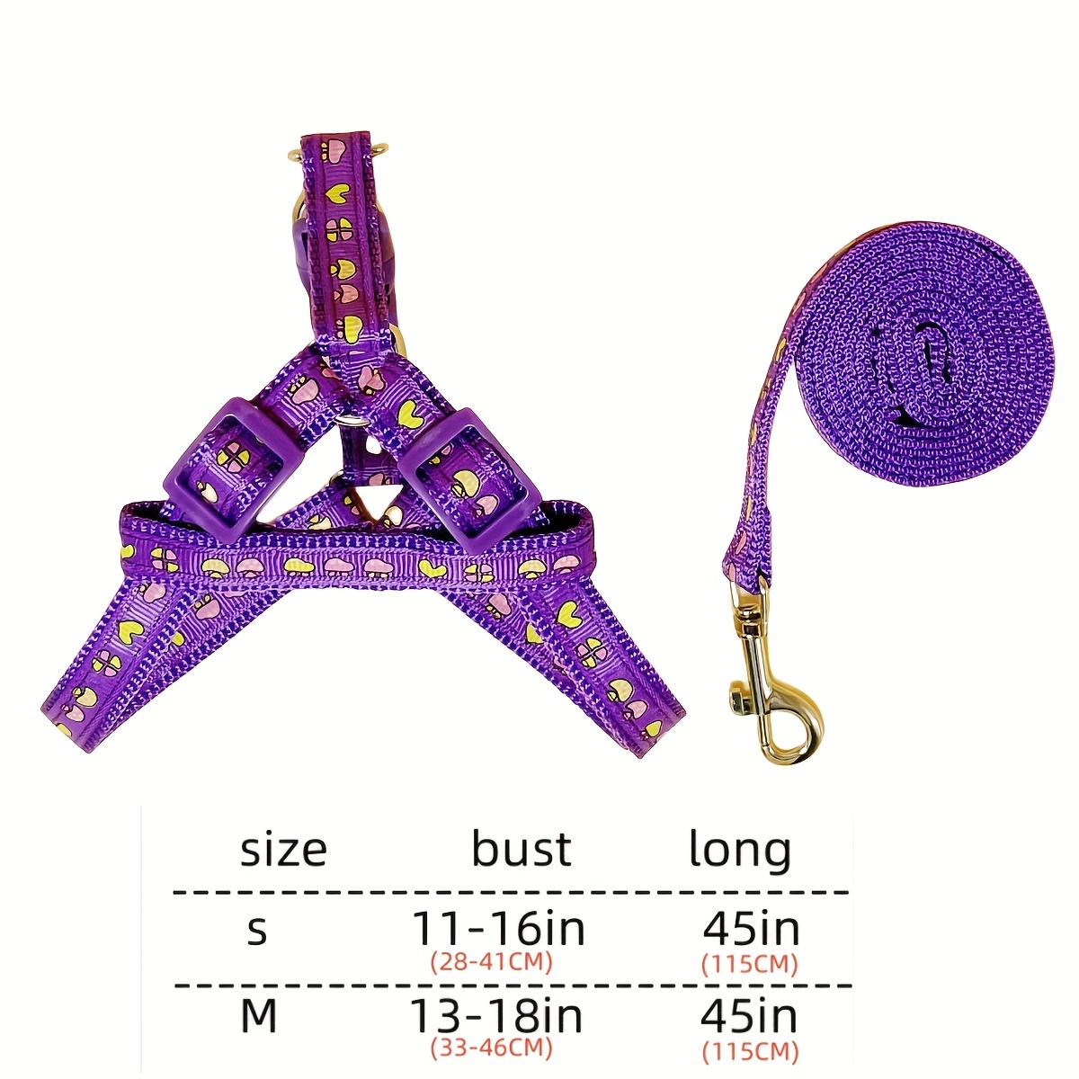 Adjustable Dog Harness with Cartoon Graphic Dog Leash