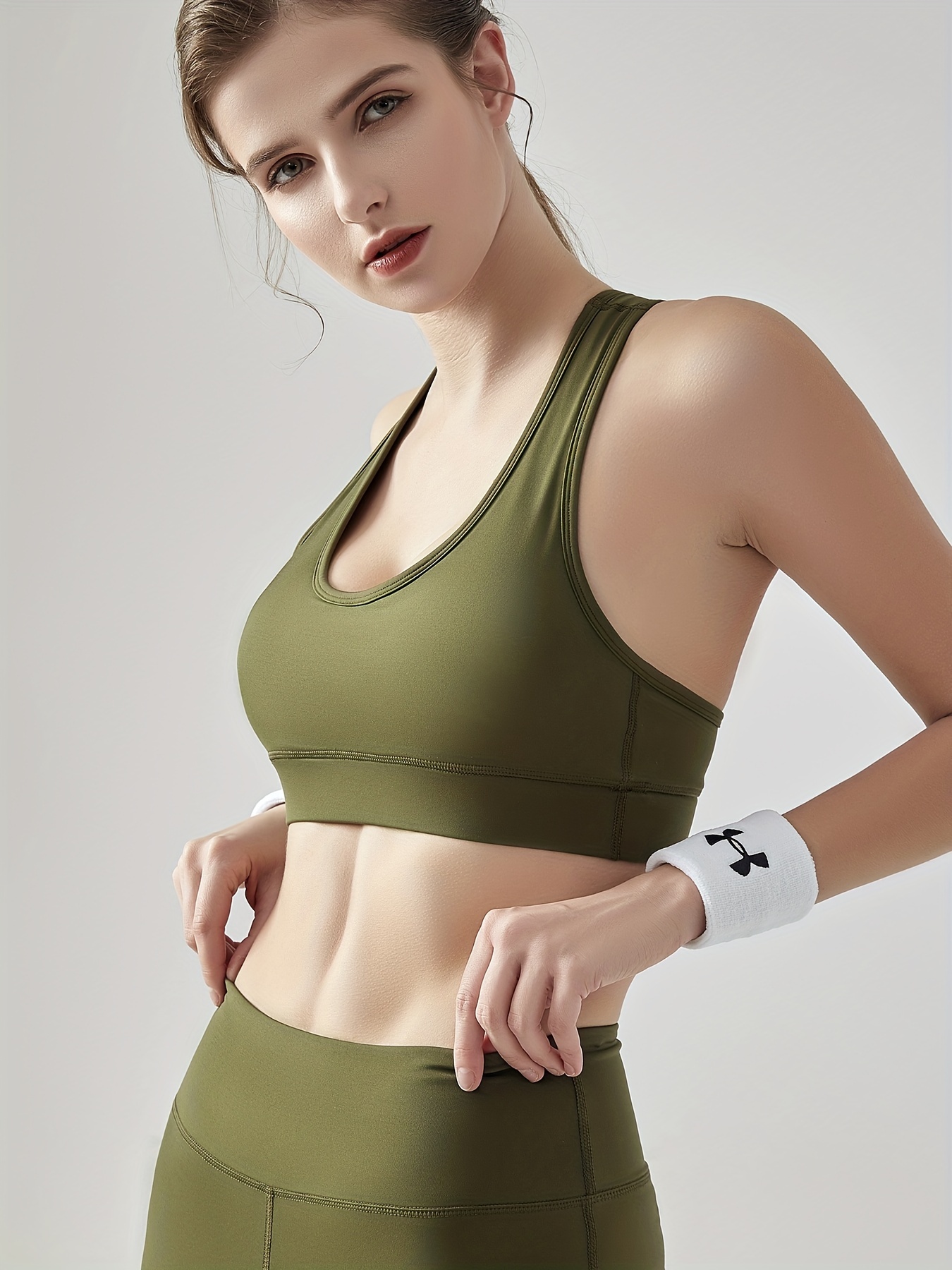 Solid Color Quick Dry High Impact Yoga Sports Bra Stretchy - Temu
