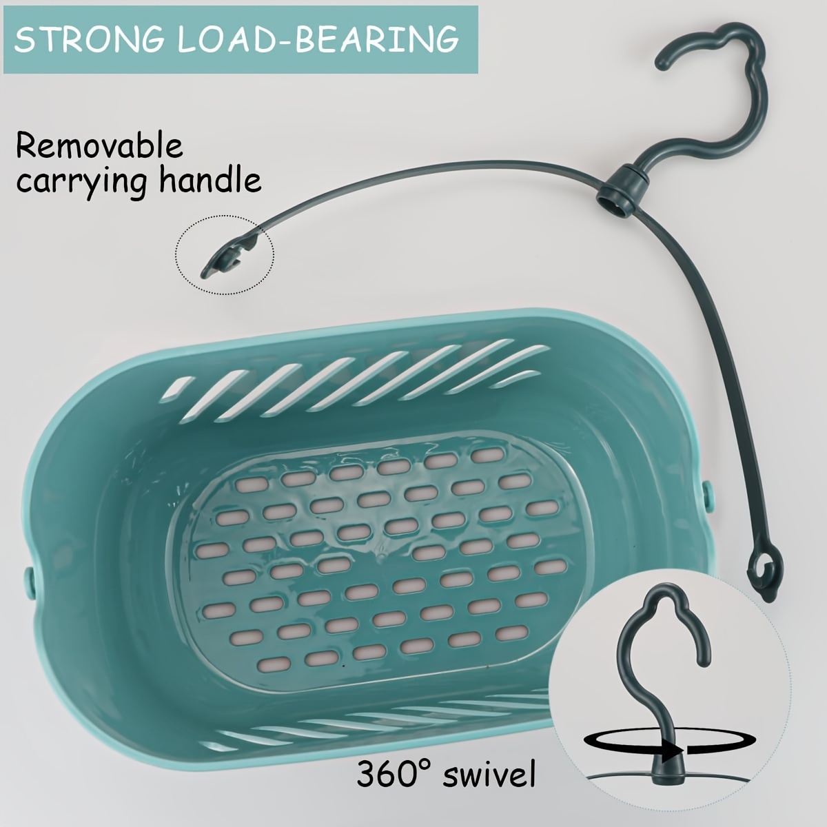 Plastic Hanging Shower Caddy Kitchen Bathroom Storage Basket with Rotatable  Hook