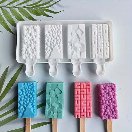 1pc of silicone mold with 4 cavities in geometric shapes for making cream and ice cubes a tool for the kitchen