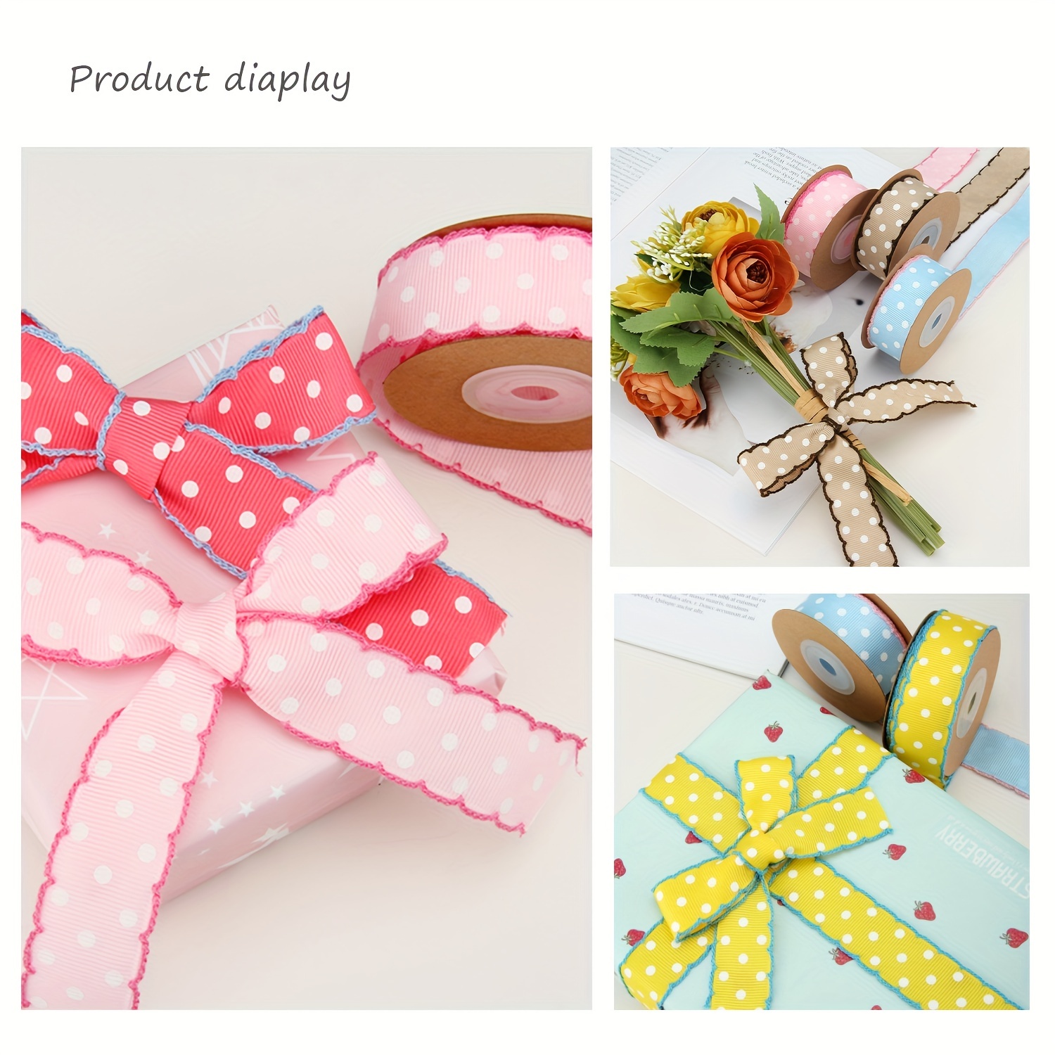 1roll Polka Dot Pattern Gift Wrapping Ribbon