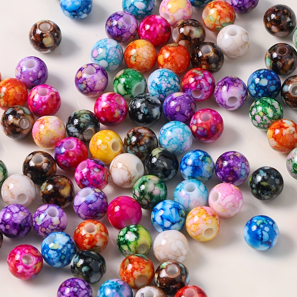 25-50pcs/set 8-10mm Perline Rotonde A Onda Dacqua Colore Ab Serie Colori  Misti Te Può Essere Usato Fare Braccialetti, Collane E Catene Cellulari, Sconti