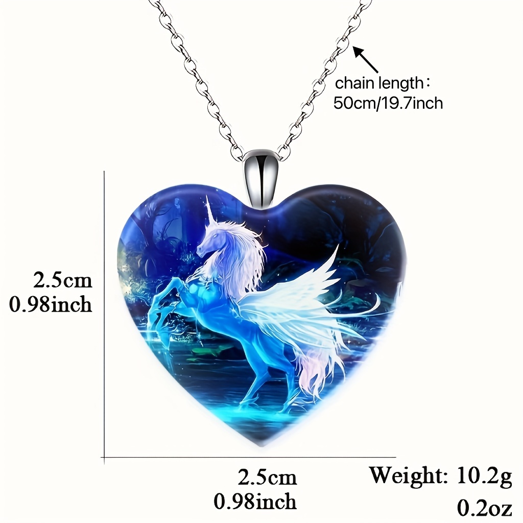 Trendy Love Crystal Pendant Necklace Fantasy Unicorn English Toy