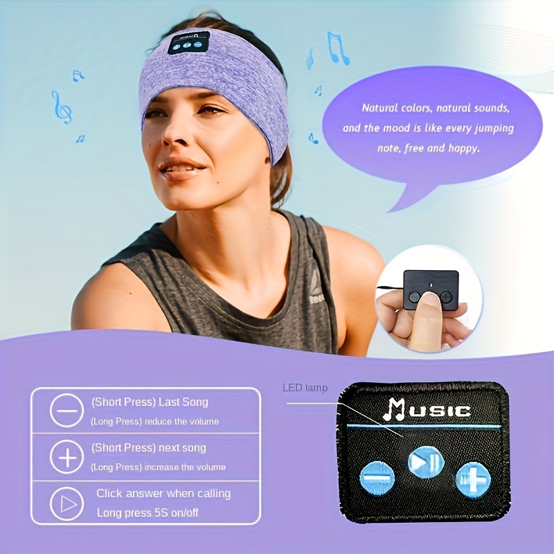E-More Bandeau Bluetooth, Bandeau avec Écouteurs Réglables Bandeau de  Sommeil Lavables Bandeau Casque Bluetooth Mains Libres pour la Course Yoga