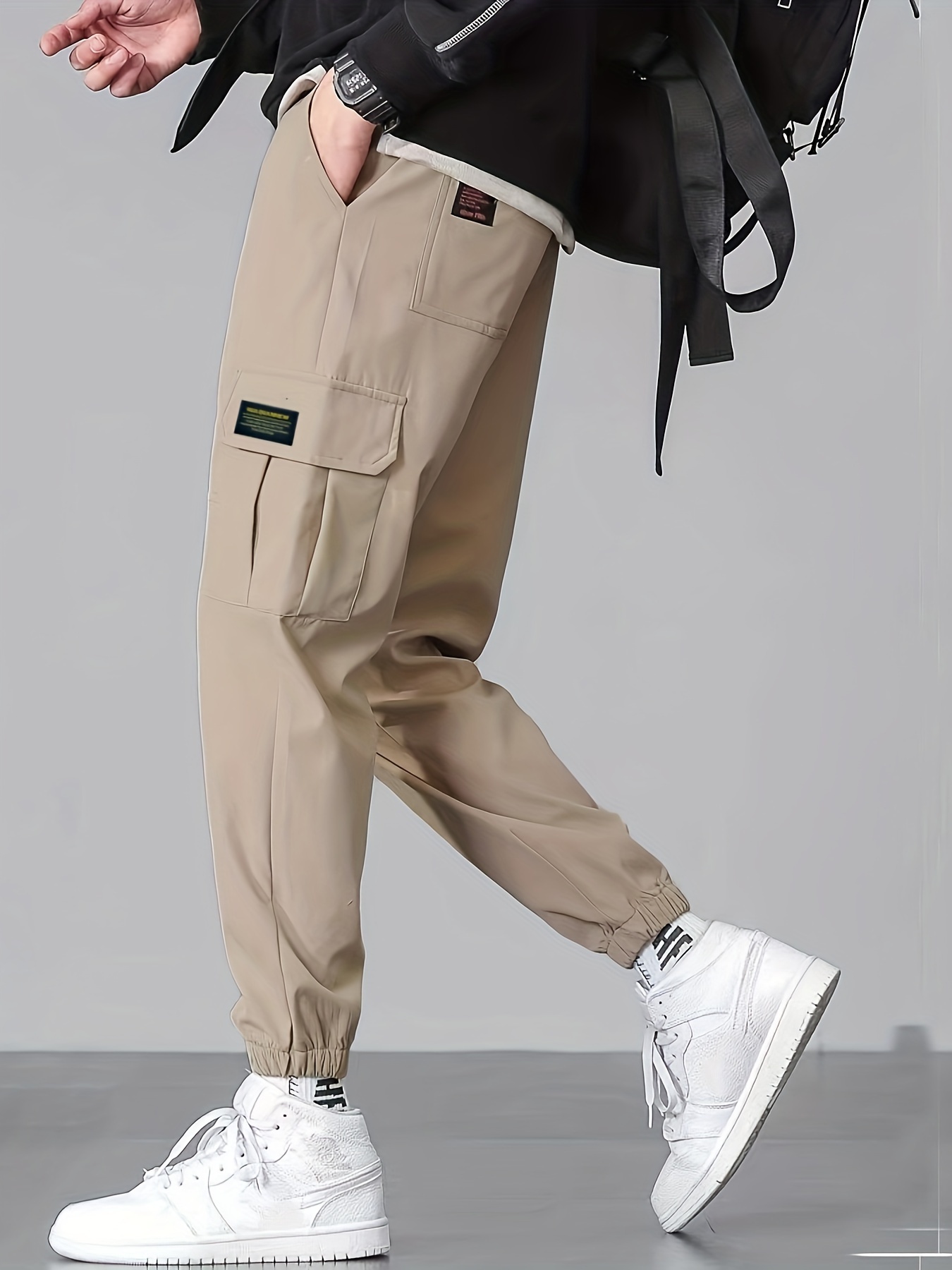 Mens Drawstring Pocket Cargo Pants Combat Classic Basic Street Trousers  Pants