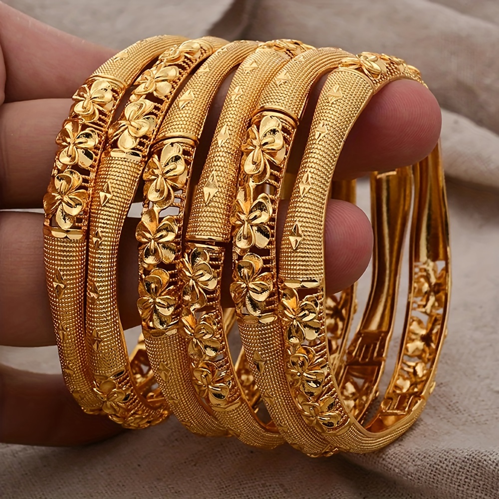 

Plated Ladies Bangle Bracelet Hand Jewelry Bridal Luxury Ethnic Style Open Bangle