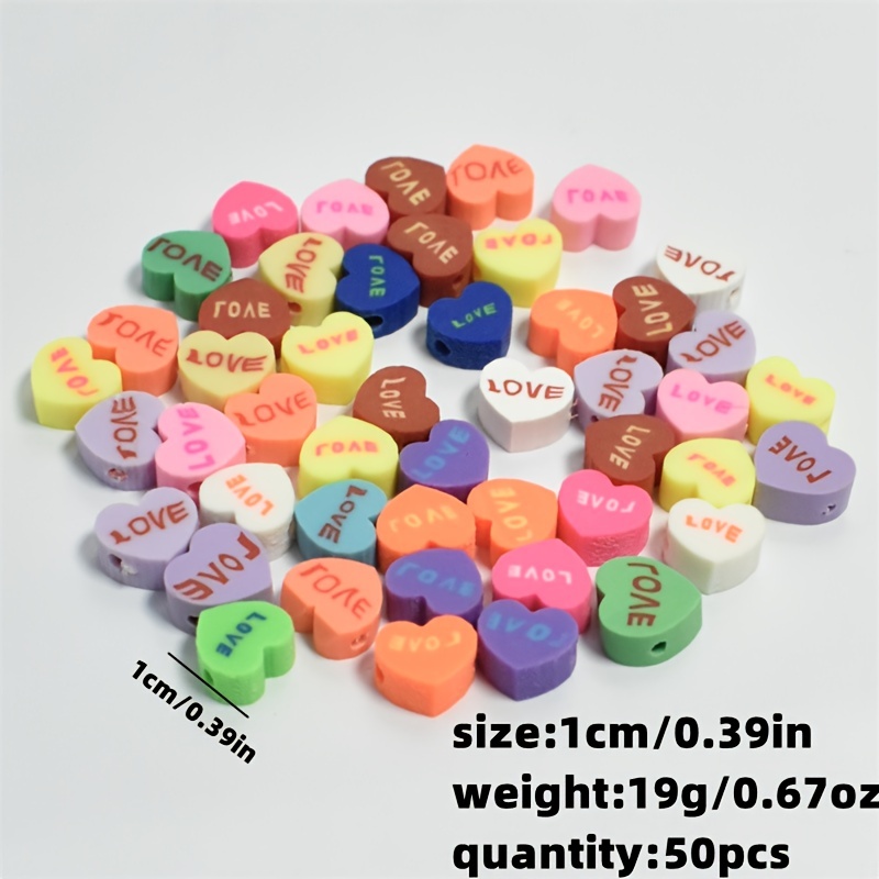 50/100Pcs Red Love Heart Beads Polymer Clay Beads Soft Pottery Spacer Beads  for Jewelry Making DIY Bracelet Necklace Accessorie