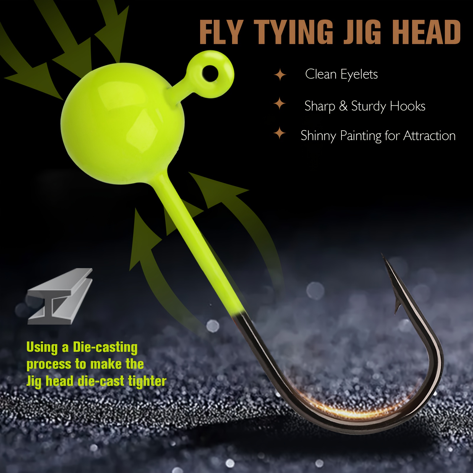 Crappie Jig Fishing Lure Fly Tying Jig Head Hooks Jig Lure 1/8oz 1