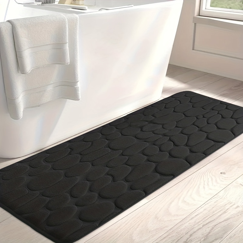 Memory Foam Soft Bath Mats - Non Slip Absorbent Bathroom Rugs Rubber Back  Washable Runner Mat for Kitchen Bathroom Floors 19.5 x 31.5, White 