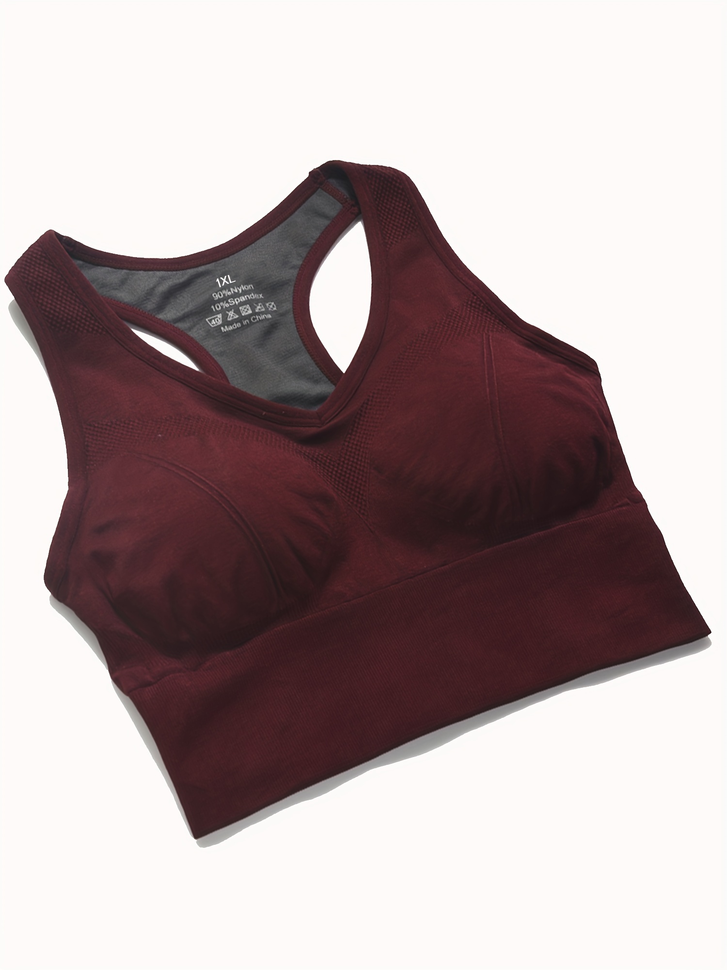 Red Seamless Ribbed Sports Bra (Extended Sizes) 