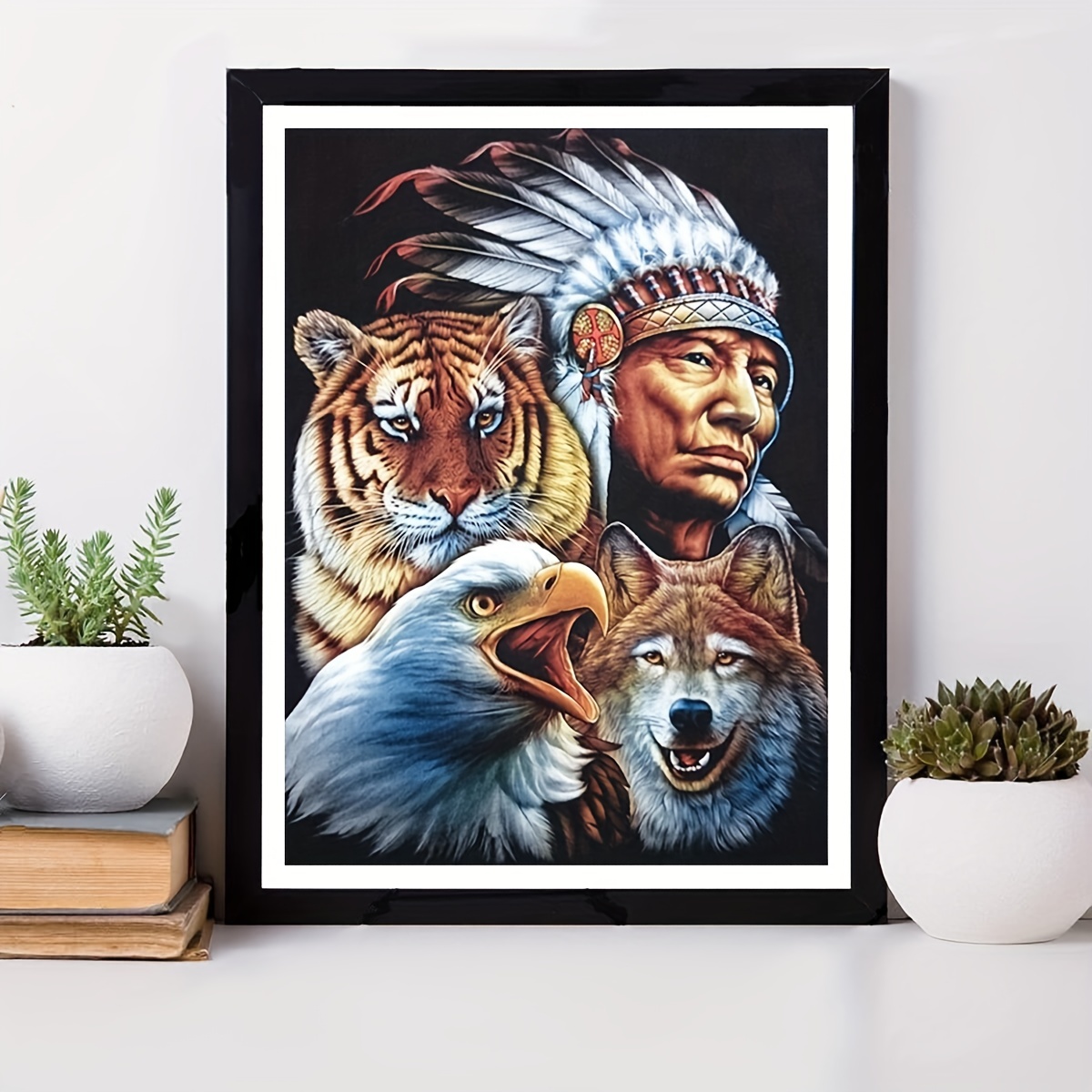 5D Diamond Painting Indian Chief and Animals Kit