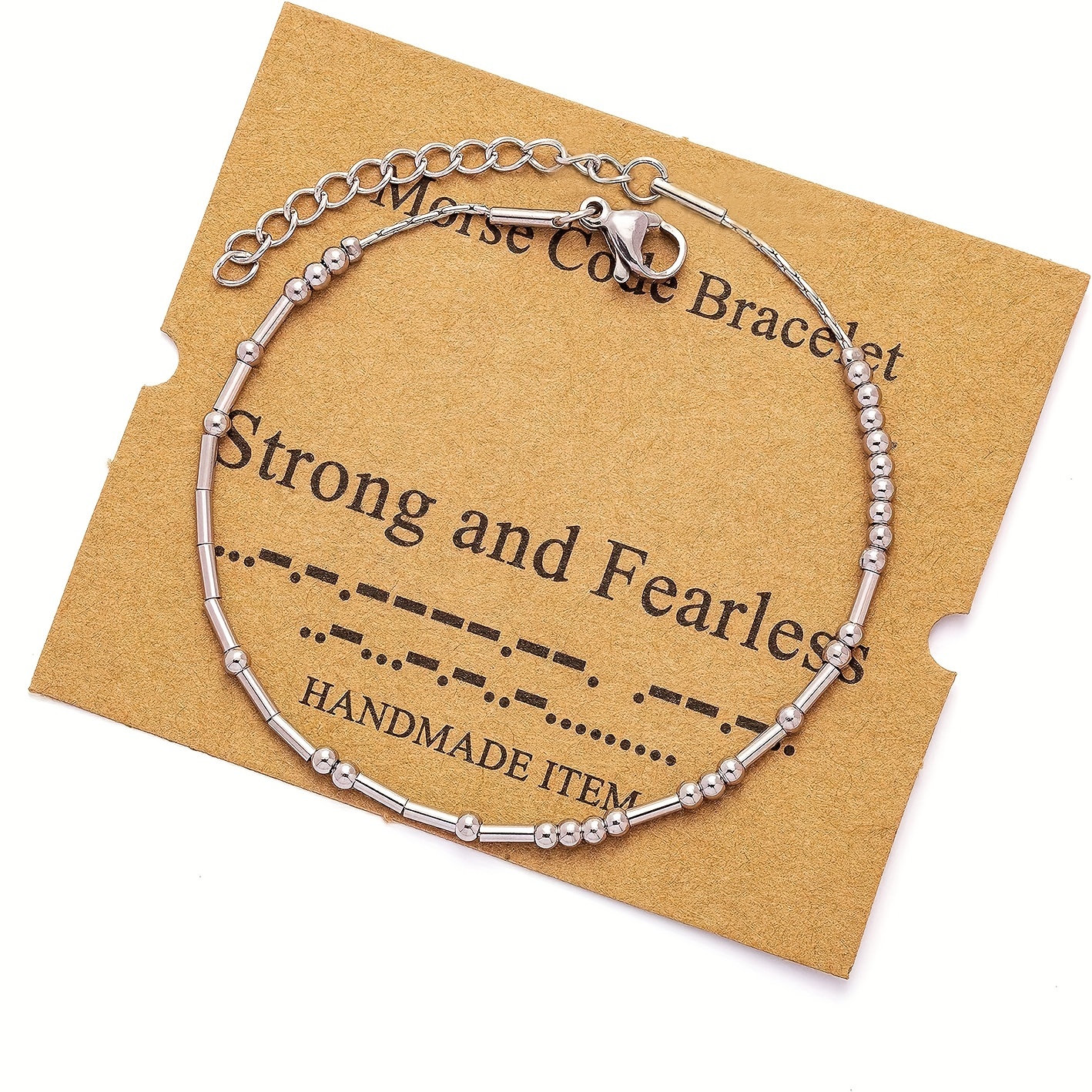 Fearless Meaning Morse Code Bracelet Copper Beads Minimalist Rope Bracelet Inspirational Gifts 1 Pc,Temu