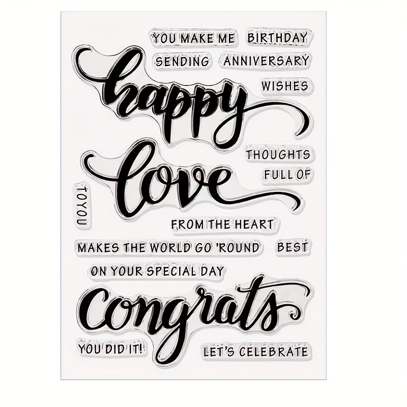 Clear Stamp Silicone Stamp Cards With Sentiments Greeting - Temu