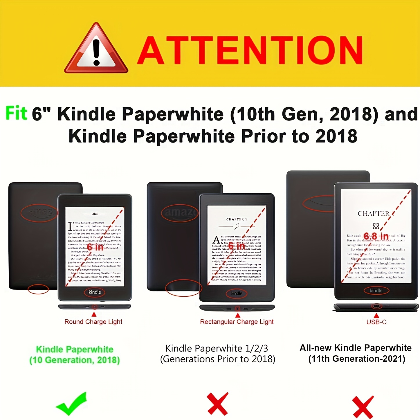 Funda para Kindle Paperwhite de 6 pulgadas (se adapta a todas las versiones  2012, 2013, 2015, 2016 y 10ª generación 2018), funda protectora de TPU