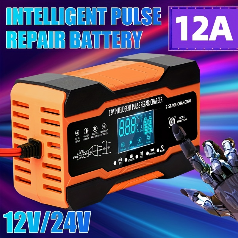 Chargeur, booster et câbles de démarrage Chargeur de Batterie Intelligent  12V/24V 8A, Chargeur Batterie Mainteneur