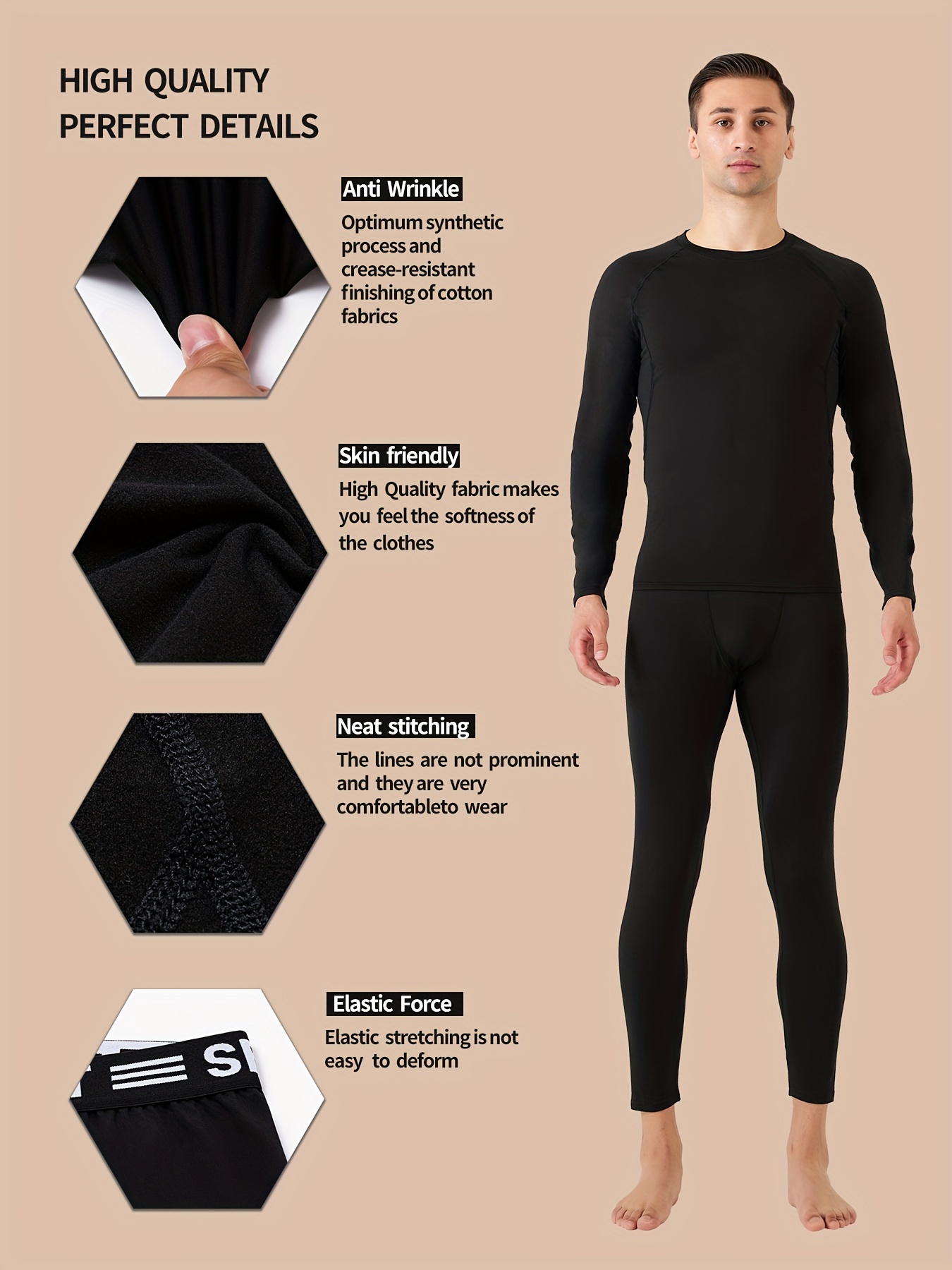 Men's Thermal Underwear Base Layer Set Warm Long Sleeve - Temu