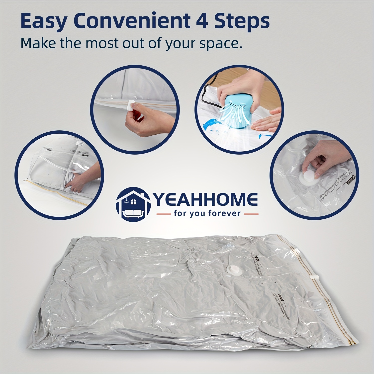 Space-saving Vacuum Storage Bags With Airtight Seal For Clothes, Pillows,  Comforters, And Bedding - Includes Hand Pump - Temu