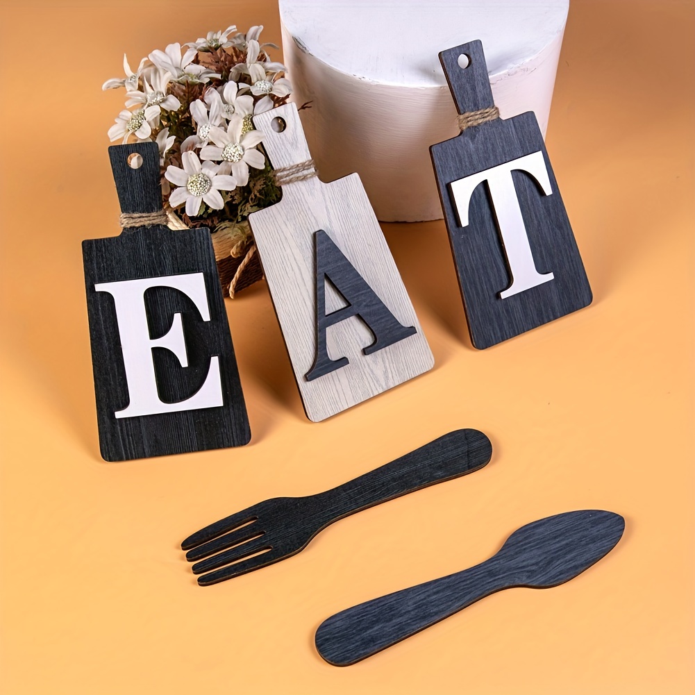 4eN Kitchen Sign Modern Wall Decor for Dining Room, Kitchen,Cafe and  Farmhouse, Wooden Kitchen Decor and Accessories, Cutlery Wall Sign, MDF 5  Pieces