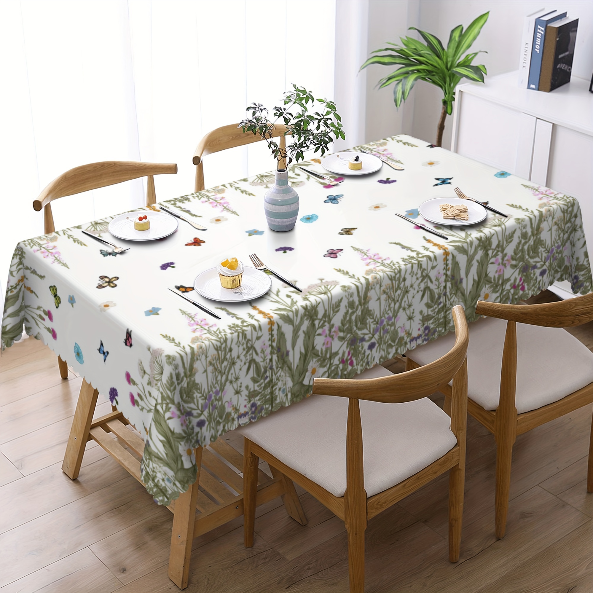 Stain-resistant tablecloth, kitchen table cover, butterflies