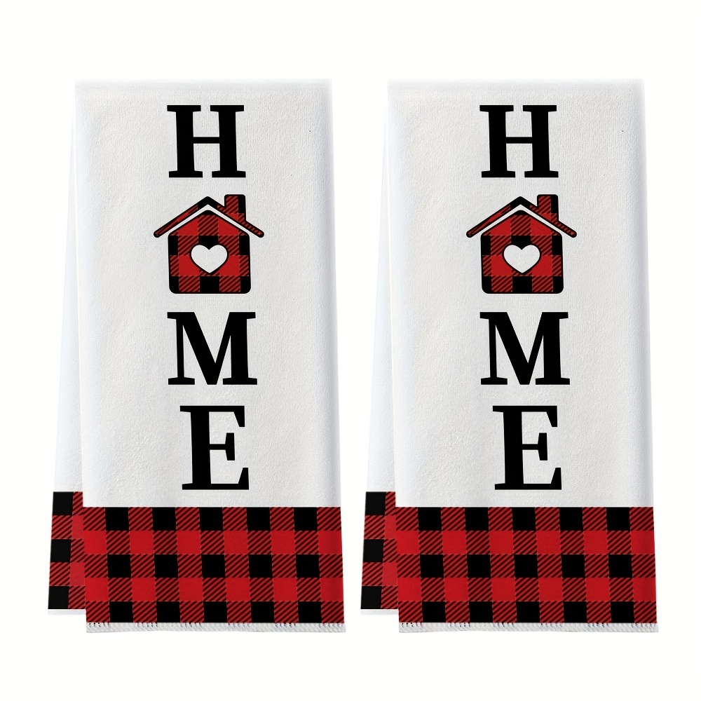 Funny Kitchen Towel Buffalo Plaid Home Kitchen Towel Black - Temu