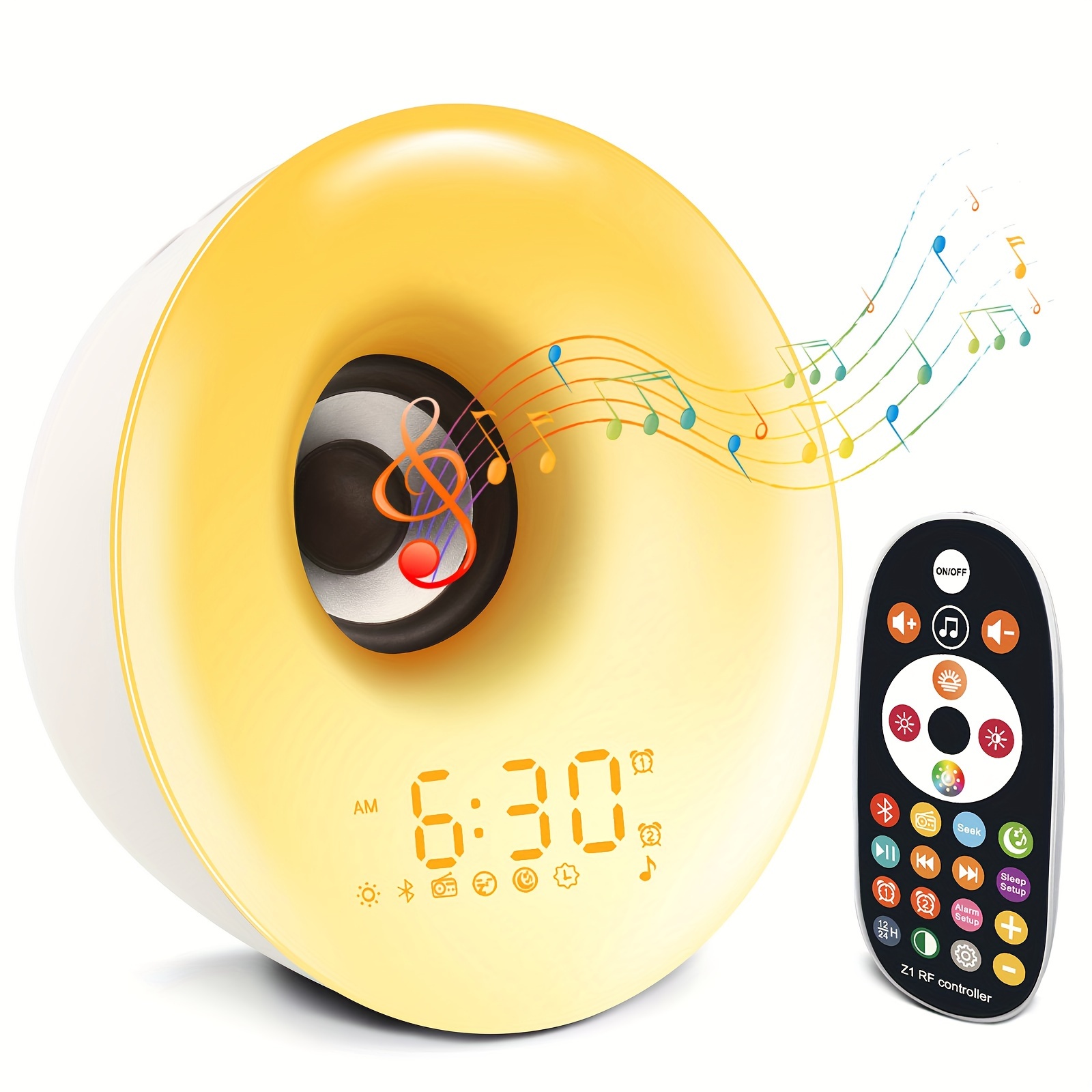 Réveil avec haut-parleur Bluetooth, réveil à la lumière de nuit pour  enfants, luminosité à 4 niveaux, Digi