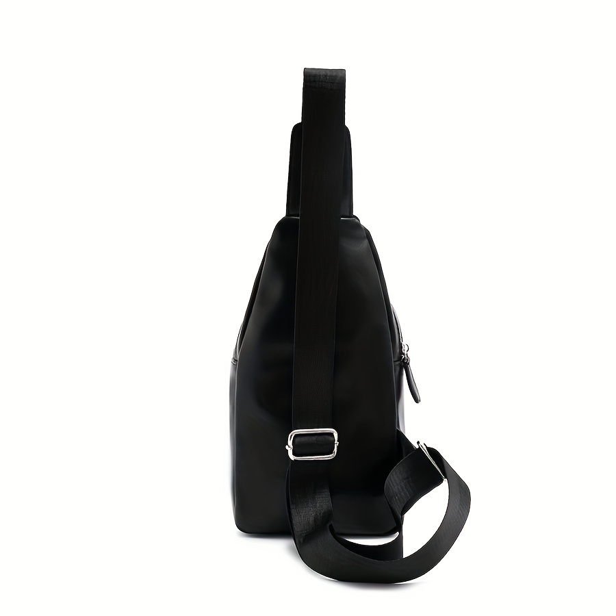 Men's Leather Crossbody Bag Chest Bag with Earphone Hole
