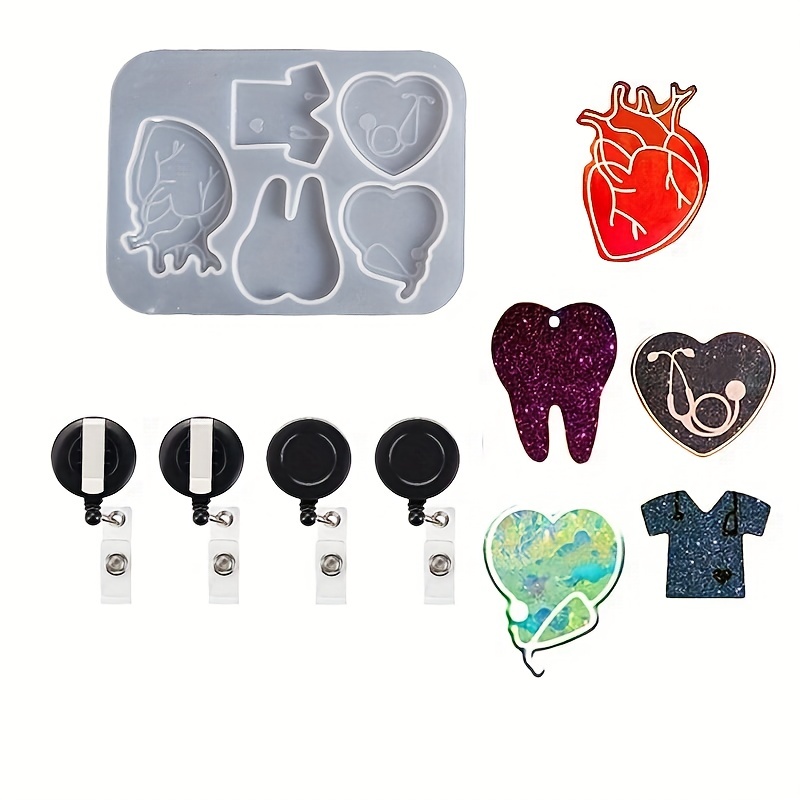  8 Shapes Resin Molds Badge Reel, AFUNTA ID Badge Reel Molds for  Epoxy Resin with 12 Pcs Retractable Badge Holders, for DIY Name ID Badge  Holders : Arts, Crafts & Sewing