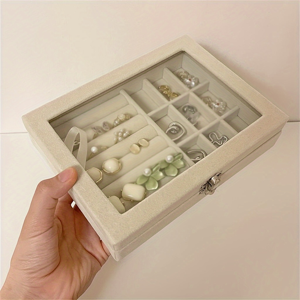 Organizador de joyas de cuatro niveles de almacenamiento con cierre y  bandejas color blanco Songmics